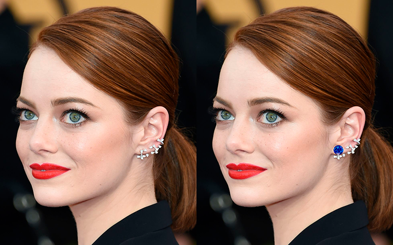 Reimagine these 10 famous jewellery - Emma Stone’s Fairytale Earrings - Natural Blue Sapphires