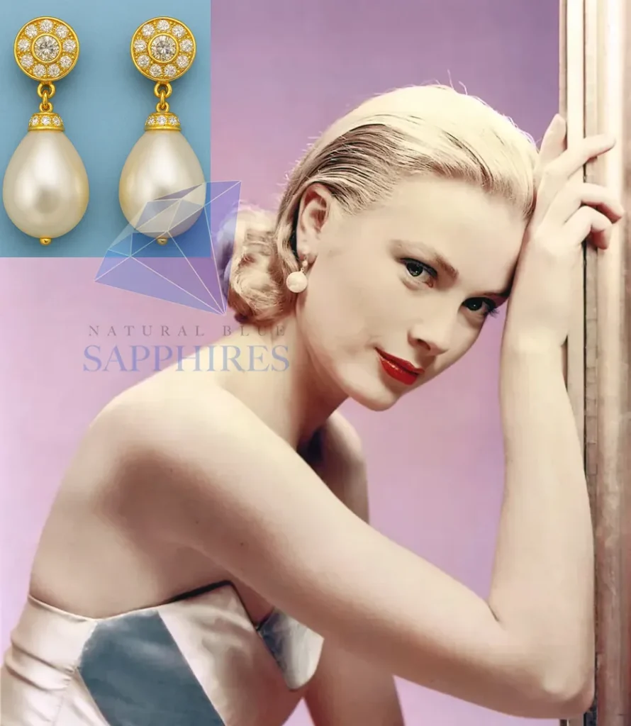 Grace Kelly’s Pearl Drop Earrings - Natural Blue Sapphires
